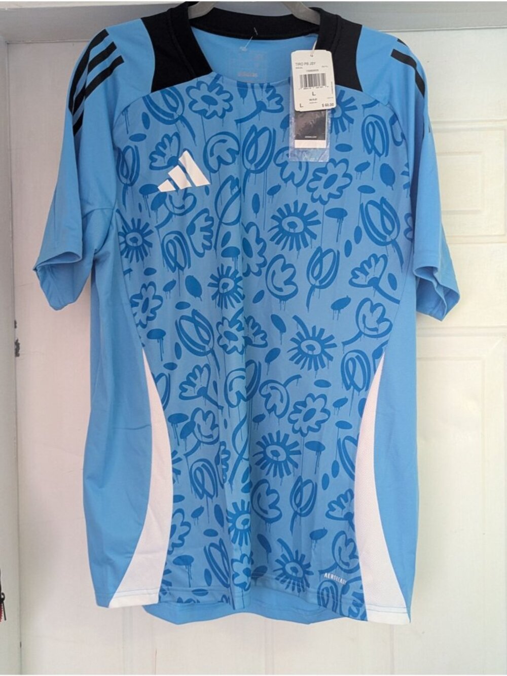 Adidas Tiro PB Jersey Floral Graphic Mens Large SEBLBLU/Black
